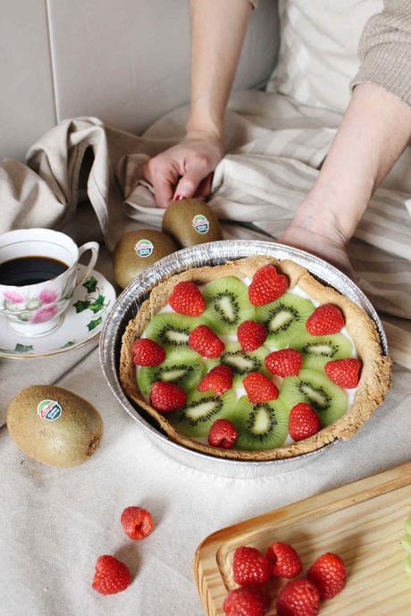 receta fitness - tarta de queso -kiwi Zespri - frutos rojos