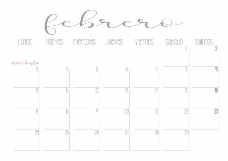 IMPRIMIBLE: Calendario febrero 2020 IMPRIMIBLE: Calendario febrero 2020