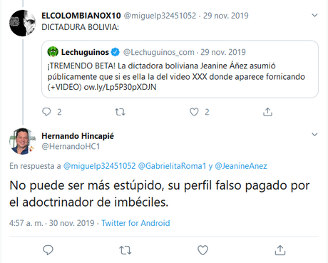 El Clan “Añez-Hincapié”: La Conexión Colombiana del Gobierno de Facto de #Bolivia (PARTE I)