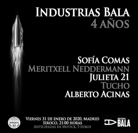 [Noticia] Industrias Bala celebra su cuarto aniversario en la Sala Siroco con un concierto con Sofía Comas, Meritxell Neddermann, Tucho, Julieta 21 y Alberto Acinas