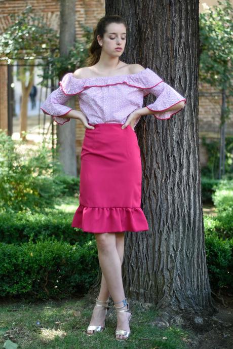 Falda Fucsia Volantes