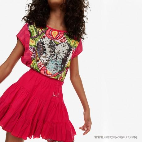 Falda Fucsia Volantes