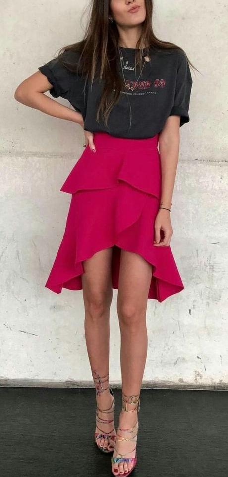 Falda Fucsia Volantes