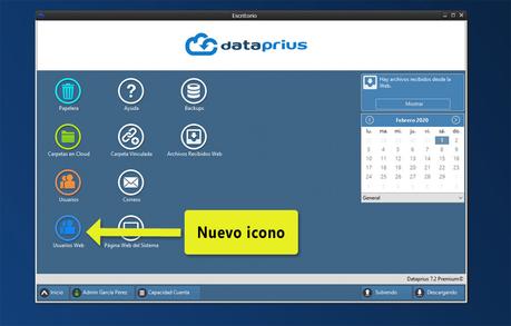 Aplicación Dataprius. Nuevo icono en el escritorio.