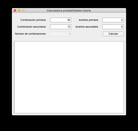 Calculadora de probabilidades de ganar a la lotería