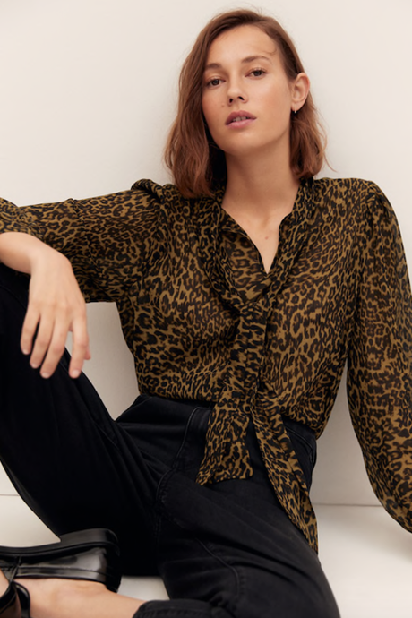 Falda Piel Volante Mango