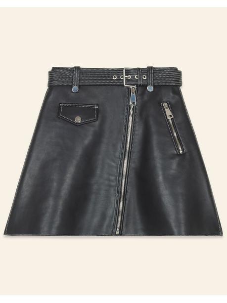 Falda Piel Volante Mango