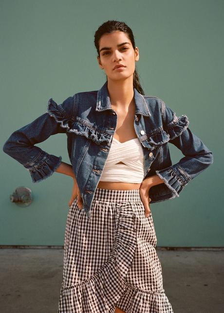 Falda Piel Volante Mango