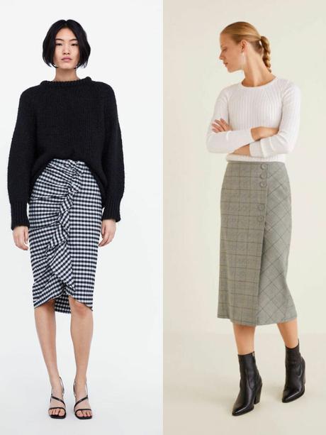 Falda Piel Volante Mango