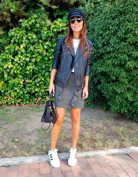 Falda Piel Volante Mango