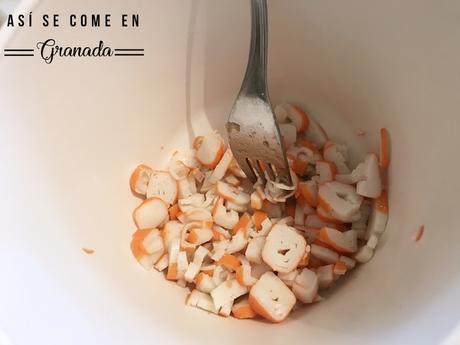 Calamares rellenos de marisco con alioli Calamares rellenos de marisco con alioli