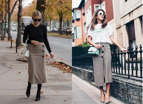 Falda Cuadros Naranja Zara