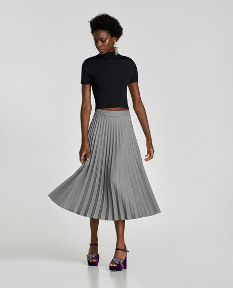 Falda Cuadros Naranja Zara