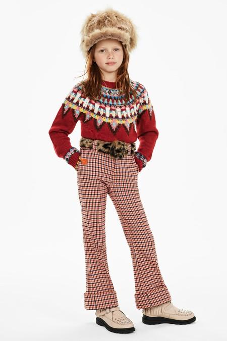 Falda Cuadros Naranja Zara