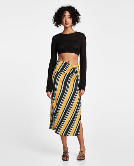 Falda Cuadros Naranja Zara