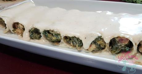 CANELONES DE ESPINACAS Y GAMBAS