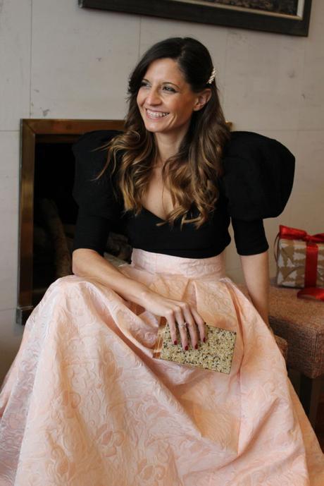 vestidos de fiesta para bodas - look con falda larga rosa Adela Alfaro