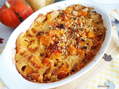 Calabaza gratinada con avellanas