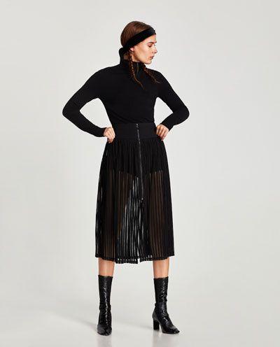 Falda Midi Pata De Gallo Zara