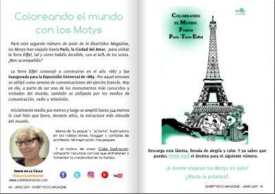 Colaboración en la revista de Junio de la Divertydoo Magazine Junio torre eiffel