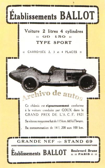 Ballot, de motores a autos de carrera Ballot, de motores a autos de carrera