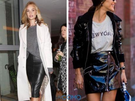 Look Falda Cuero Negra Fiesta