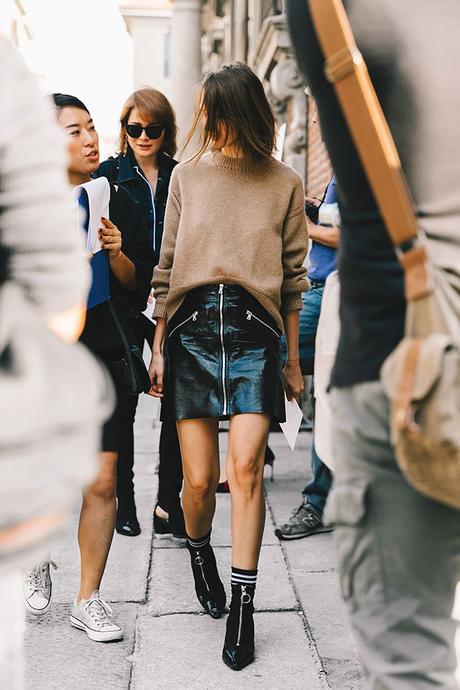 Look Falda Cuero Negra Fiesta