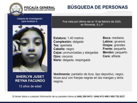 Chica de 13 años desaparece en Rioverde, inician búsqueda