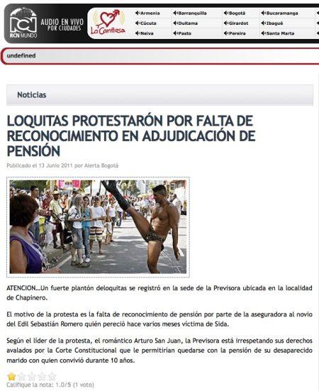 Alf wrote a new blog post: ManifestaciĂÂłn ante RCN Radio de Colombia por homofobia