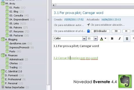 Evernote. Cómo enlazar notas