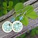 peruvian blue chalcedony, peridot, porcelain sea charms, and sterling silver earrings