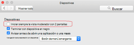 Como desactivar la vista de moderador de PowerPoint en Mac