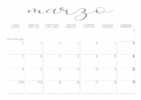 IMPRIMIBLE: Calendario marzo 2020