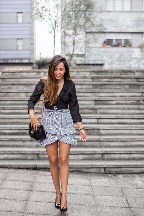 Falda De Cuadros Negra Y Blanca