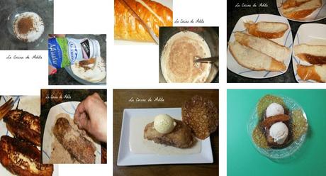 Torrija, sobre crema inglesa, con helado y crujiente Torrija, sobre crema inglesa, con helado y crujiente