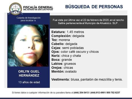 Desaparece niña de 14 años en Ahualulco, piden ayuda para encontrarla