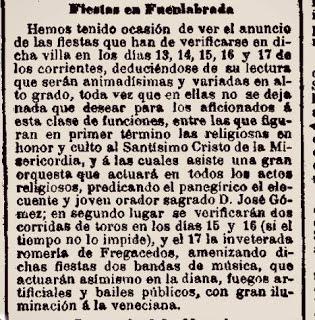 Fiestas Patronales en Fuenlabrada del 13 al 17 de septiembre (1873)