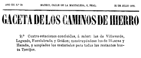 La estación de Fuenlabrada es concluida (1875)