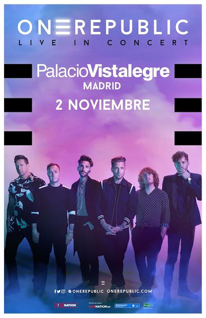 Concierto de OneRepublic el 2 de noviembre en el Palacio Vistalegre de Madrid