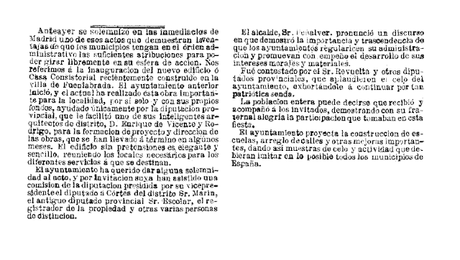 Inauguración de la Casa Consistorial en Fuenlabrada (1875)