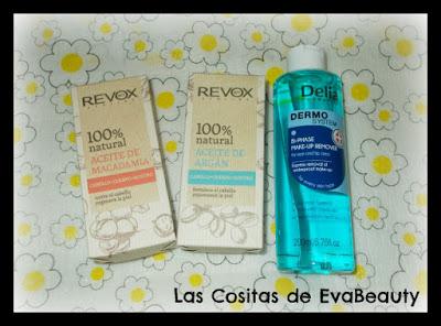aceites de macadamia y argán de Revox y desmaquillante bifásico Delia oferta 3x2 cosmetica low cost Revox y Delia en Primor