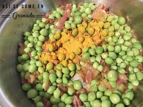 Risotto con guisantes y jamón