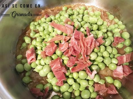 Risotto con guisantes y jamón