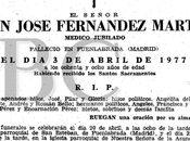Esquela Jose Fernandez Martín, médico jubilado natural Fuenlabrada