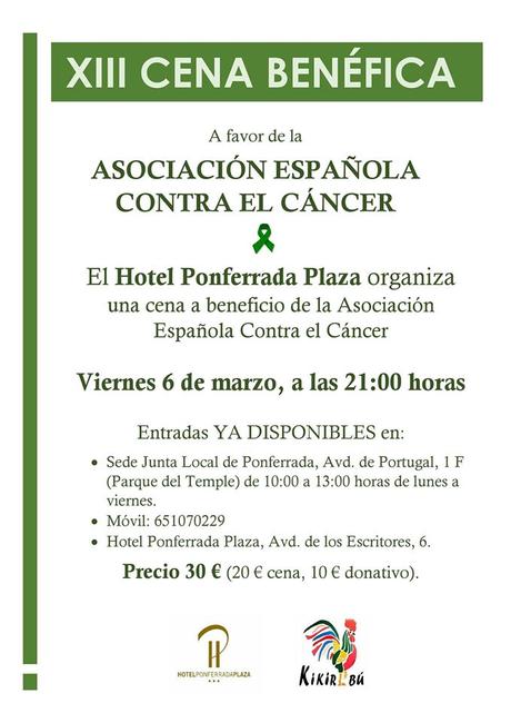La Asociación Española contra el Cáncer de León organiza el viernes su XIII Cena benéfica