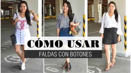 Falda Negra Con Botones Adelante