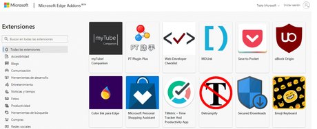 Complementos Microsoft Edge