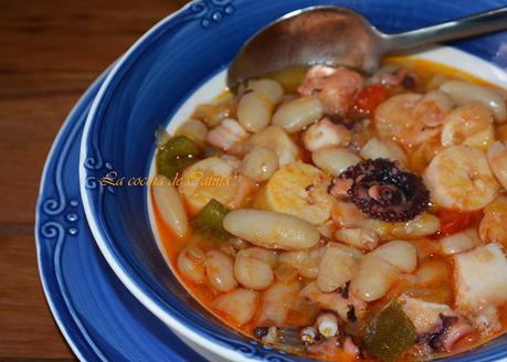 Fabes con pulpo