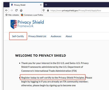 Auto Certificación en Privacy Shield