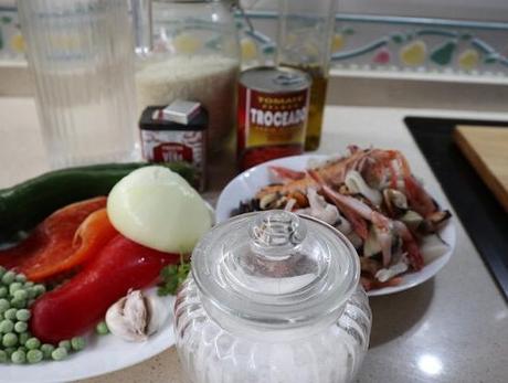 Ingredientes para hacer paella de marisco con Mambo fácil